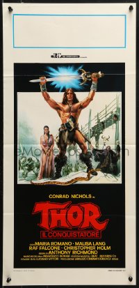 9b914 THOR THE CONQUEROR Italian locandina 1983 Conan rip-off, cool sword & sorcery art by Piovano!