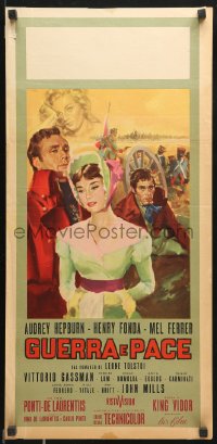 9b919 WAR & PEACE Italian locandina 1956 different art of Hepburn, Fonda & Ferrer by Ciriello!