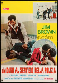 9b940 SLAUGHTER'S BIG RIPOFF Italian 26x38 pbusta 1974 the mob put the finger on BAD Jim Brown!