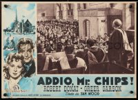 9b973 GOODBYE MR. CHIPS Italian 14x19 pbusta 1947 border art of Robert Donat, pretty Greer Garson!