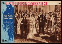 9b989 SON OF MONTE CRISTO Italian 13x19 pbusta R1952 Hayward, Joan Bennett & man with gun, rare!