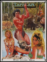 9b020 TARZAN & THE GREAT RIVER Pakistani 1967 art of Mike Henry in the title role w/sexy Diana Millay!