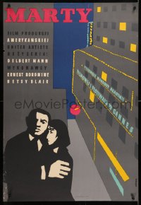 9b145 MARTY Polish 23x34 1957 different Wenzel art of Ernest Borgnine, written by Paddy Chayefsky!
