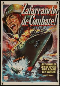9b031 AWAY ALL BOATS Spanish 1960 Jeff Chandler, different art, battle cry of the South Pacific!