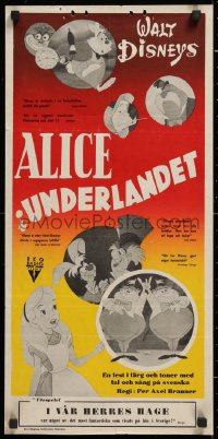 9b024 ALICE IN WONDERLAND Swedish stolpe 1951 Walt Disney Lewis Carroll classic, different art!
