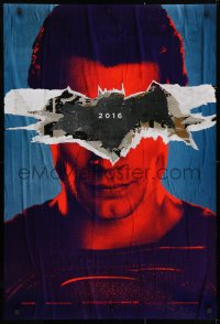 9c506 BATMAN V SUPERMAN teaser DS 1sh 2016 close up of Henry Cavill in title role under symbol!