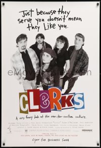 9c543 CLERKS advance 1sh 1994 Kevin Smith, just because they serve you doesn't mean they like you!