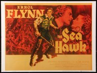 9c196 SEA HAWK 19x25 commercial poster 1978 Michael Curtiz, swashbuckler Errol Flynn & Marshall!