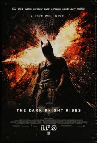 9c555 DARK KNIGHT RISES advance DS 1sh 2012 Christian Bale as Batman, a fire will rise!
