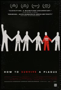 9c651 HOW TO SURVIVE A PLAGUE 1sh 2012 HIV/AIDS, cool art of figures holding hands!