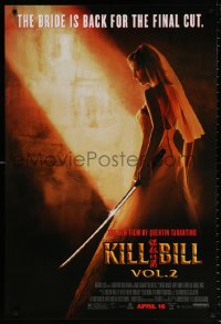 9c688 KILL BILL: VOL. 2 advance DS 1sh 2004 bride Uma Thurman with katana, Quentin Tarantino!
