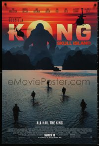 9c691 KONG: SKULL ISLAND advance DS 1sh 2017 Samuel Jackson, Hiddleston, the huge ape and soldiers!