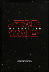 9c696 LAST JEDI teaser DS 1sh 2017 black style, Star Wars, Hamill, classic title treatment in space!