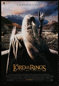 9c719 LORD OF THE RINGS: THE TWO TOWERS advance DS 1sh 2002 Christopher Lee as Saruman!