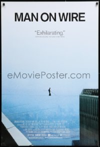 9c735 MAN ON WIRE DS 1sh 2008 documentary about tightrope walker Philippe Petit, cool image!