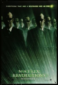 9c745 MATRIX REVOLUTIONS teaser DS 1sh 2003 image of Hugo Weaving as many Agent Smiths!