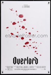 9c779 OVERLORD teaser DS 1sh 2018 from producer J.J. Abrams, WWII paratroopers as blood droplets!