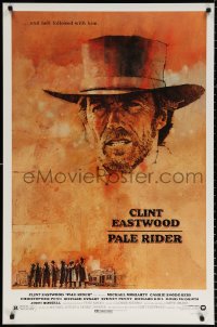 9c780 PALE RIDER 1sh 1985 great artwork of cowboy Clint Eastwood by C. Michael Dudash!