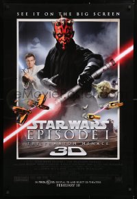 9c784 PHANTOM MENACE advance DS 1sh R2012 Star Wars Episode I in 3-D, top cast!