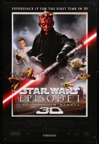 9c786 PHANTOM MENACE int'l advance DS 1sh R2012 Star Wars Episode I in 3-D, top cast!