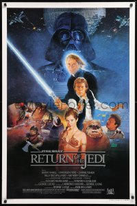 9c821 RETURN OF THE JEDI style B studio style 1sh 1983 George Lucas classic, art by Kazuhiko Sano!