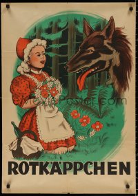 9c439 ROTKAPPCHEN 23x33 Luxembourgian stage poster 1930s Walter Janssen, art of girl and wolf!