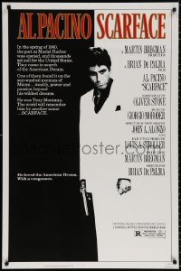 9c842 SCARFACE 1sh 1983 Al Pacino as Tony Montana, Brian De Palma, Oliver Stone!