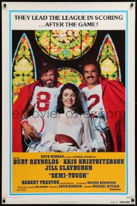9c850 SEMI-TOUGH advance 1sh 1977 Jill Clayburgh between Burt Reynolds & Kris Kristofferson!