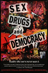 9c855 SEX, DRUGS & DEMOCRACY 1sh 1993 wild Van-Minh Le montage art with marijuana!