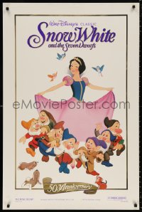 9c882 SNOW WHITE & THE SEVEN DWARFS foil 1sh R1987 Walt Disney cartoon fantasy classic!