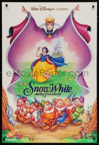 9c881 SNOW WHITE & THE SEVEN DWARFS DS 1sh R1993 Disney animated cartoon fantasy classic!