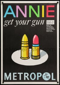 9c322 ANNIE GET YOUR GUN 23x32 East German stage poster 1978 Irvin Berlin, bullet and lipstick art!