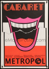 9c333 CABARET 23x32 East German stage poster 1977 ripped smile by Schleusing Gruppe 4!