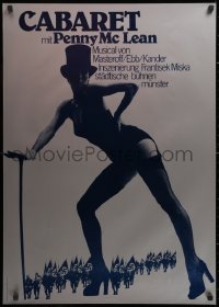 9c334 CABARET 23x33 German stage poster 1980s design by Holger Matthies on silver paper stock!