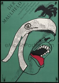 9c343 DER MAULHELD 23x32 East German stage poster 1986 wild artwork by Wolf-Dieter Pfennig!