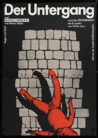 9c348 DER UNTERGANG silkscreen 23x32 East German stage poster 1987 art of baby falling from wall!