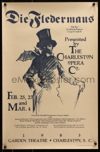 9c353 DIE FLEDERMAUS 15x23 stage poster 1983 John Doyle art, Charleston Opera Co.!