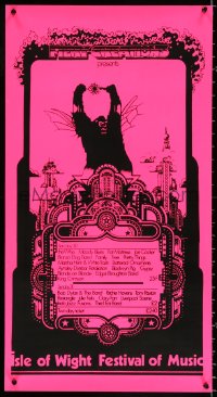 9c125 ISLE OF WIGHT FESTIVAL 1969 16x30 English music poster 1969 King Kong-like monster over city!