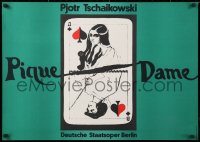 9c427 PIQUE DAME 23x32 East German stage poster 1981 spades poker playing card artwork!