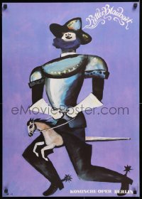 9c435 RITTER BLAUBART 23x32 East German stage poster 1983 knight on a toy horse by Kaufmann!