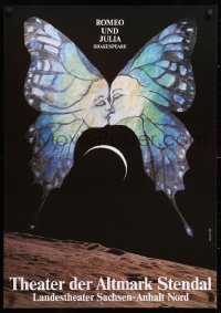 9c437 ROMEO UND JULIA 23x33 German stage poster 1980s art of romantic butterfly and the moon!