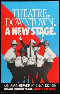 9c441 SAN DIEGO REPERTORY THEATRE 14x22 stage poster 1986 cast image, celebrating move to Lyceum!