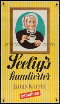 9c108 SEELIG'S KANDIERTER KORN KAFFEE 24x41 German advertising poster 1950s Muller, gemahlen!