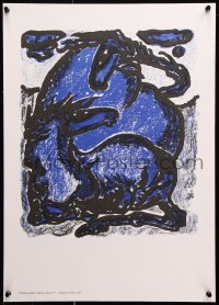 9c084 VIBEKE ALFET 17x23 Danish art print 1972 blue horses in motion by the artist!