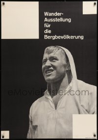 9c172 WANDERAUSSTELLUNG FUR DIE BERGBEVOLKERUNG 27x39 Swiss museum exhibition 1959 man w/hoodie!