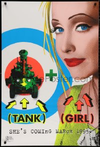 9c944 TANK GIRL teaser 1sh 1995 Lori Petty, based on the comic strip, cool blacklight design!