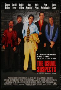 9c979 USUAL SUSPECTS DS 1sh 1995 Kevin Spacey covering watch, Baldwin, Byrne, Palminteri, Singer!