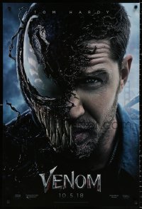 9c983 VENOM teaser DS 1sh 2018 Marvel, great image of Tom Hardy in the title role transforming!