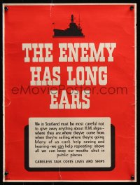 9c022 ENEMY HAS LONG EARS 15x20 Scottish WWII war poster 1940s careless talk costs lives and ships!