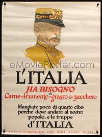 9c025 L'ITALIA HA BISOGNO 21x28 WWI war poster 1917 George Illion art of Italian officer!